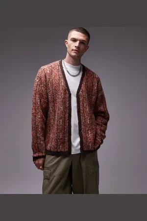 Topman Cárdigan con diseño de patrón de bouclé de