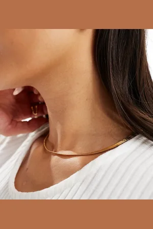 Accessorize Collar de cadena plana chapada en oro de la colección Z de