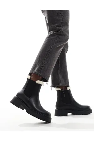 London Rebel Botas Chelsea negras con suela gruesa y forro de piel sintética Lois de -Negro