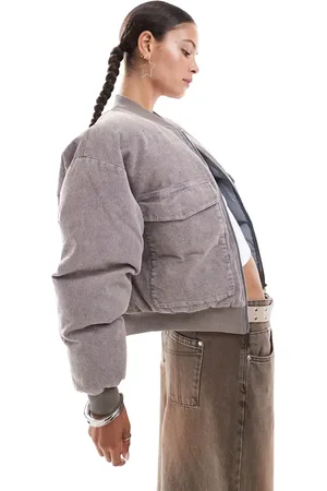 Daisy Street Chaqueta bomber utilitaria con acabado lavado de pana de