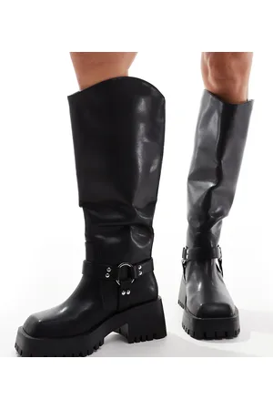 Raid Botas biker negras por la rodilla con puntera cuadrada Ultra de -Negro