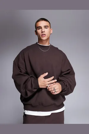 ASOS Sudadera marrón oscuro ultragrande de tejido grueso de 400 g/m2 premium de