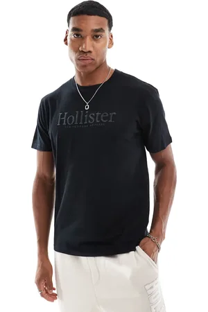 Hollister Camiseta negra holgada con detalle del logo de