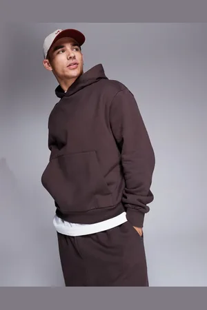 ASOS Sudadera marrón de corte cuadrado extragrande con capucha de tejido grueso de 400 g/m2 premium de