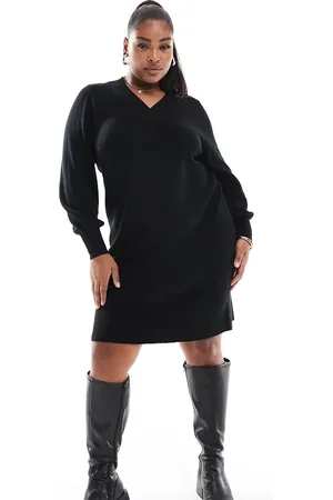 ONLY Vestido corto con cuello de pico de punto de