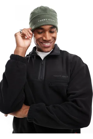 Tommy Hilfiger Gorro polar verde militar con logo lineal de