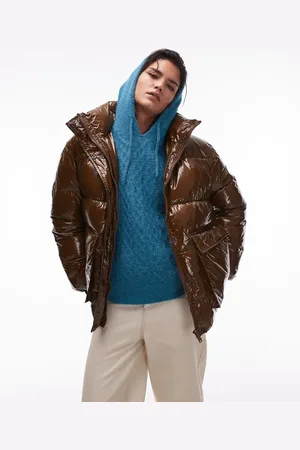 Topshop Chaqueta bomber marrón acolchada de