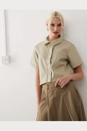 Noisy May Camisa corta beis de cuero sintético de -Beis neutro