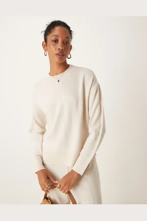 VILA Jersey color crema con detalle de costura de (parte de un conjunto)-Blanco