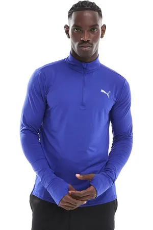 PUMA Camiseta azul con cremallera corta Run Favourite de