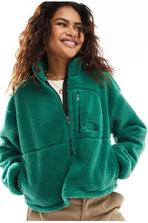 The North Face Polar verde con cremallera corta, bolsillo y logo de borreguito Extreme de