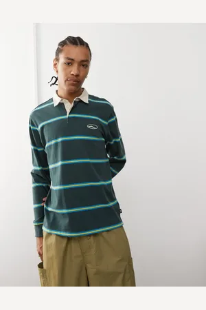 Vans Camisa verde a rayas de manga larga y estilo rugby Gatewood de