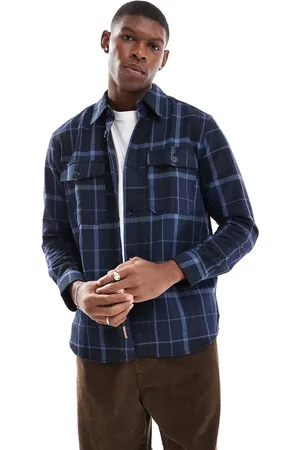 Only & Sons Sobrecamisa azul marino a cuadros de estilo worker de