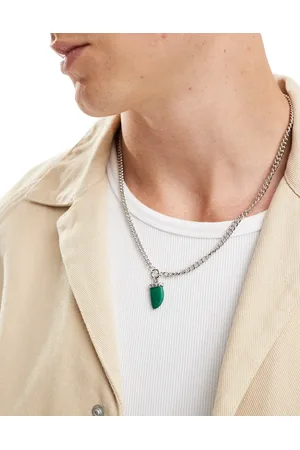 Icon Brand Collar con colgante verde en forma de colmillo Seventies City de