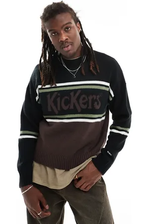 Kickers Jersey y marrón a rayas holgado con logo de punto de