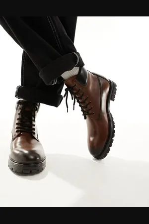 ASOS Botas marrones estilo worker con cordones de cuero de