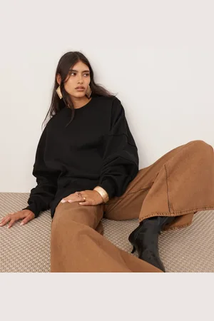 ASOS Sudadera negra con detalle de costuras de tejido grueso premium de