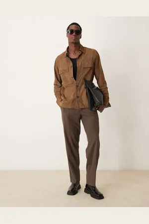 MANGO Chaqueta abotonada clásica con solapas de ante de