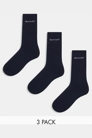 GANT Pack de 3 pares de calcetines deportivos negros con logo de