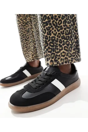 London Rebel Zapatillas de deporte negras y blancas con suela de goma Cally de -Negro