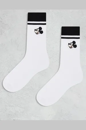 ASOS Pack de 2 pares de calcetines blancos a rayas negras con diseño de Mickey Mouse de