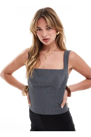 Pimkie Top de sastre gris con escote cuadrado de