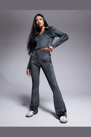 adidas Leggings de campana gris carbón de canalé Hyper Femme de