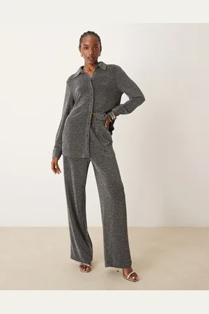 Y.A.S Pantalones negros efecto purpurina de pernera ancha de (parte de un conjunto)