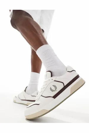 Fred Perry Zapatillas de deporte blancas de cuero y malla B300 de