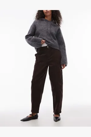 Topshop Pantalones marrones de pernera recta con detalle de costuras de