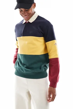 GANT Sudadera azul marino de estilo rugby con diseño color block de la colección cápsula por el 75 aniversario de