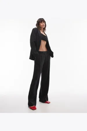 MANGO Pantalones negros sueltos de cupro de (parte de un conjunto)