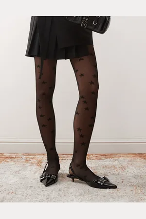 Monki Medias negras con estampado de estrellas de