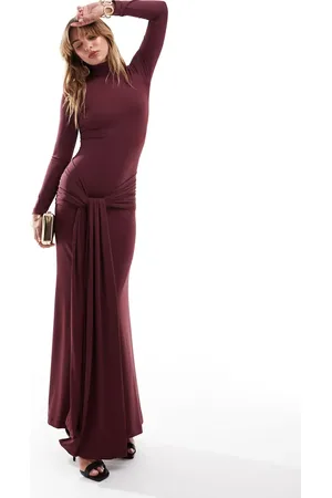 Bardot Vestido largo color con lazada delantera de -Morado