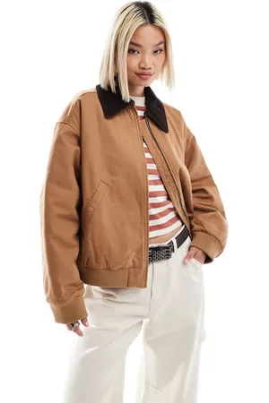 Monki Chaqueta claro con solapas de pana en contraste Barn de
