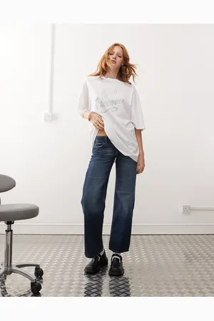 Cheap Monday Vaqueros azules rígidos de pernera recta y talle bajo con lavado oscuro Anti de