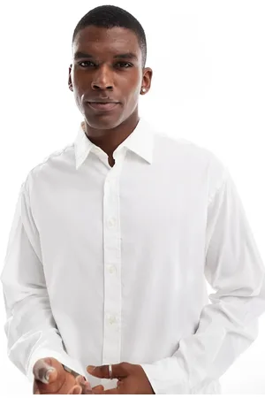 JACK & JONES Camisa blanca de corte cuadrado con bajo recto de