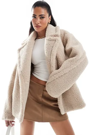 Forever New Chaqueta color de borreguito de -Blanco