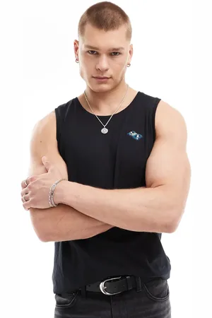 Threadbare Camiseta negra sin mangas con bordado Decks de