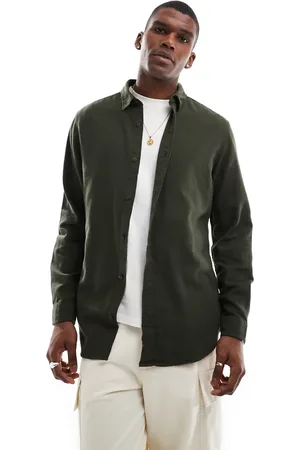 JACK & JONES Camisa caqui de franela de -Verde