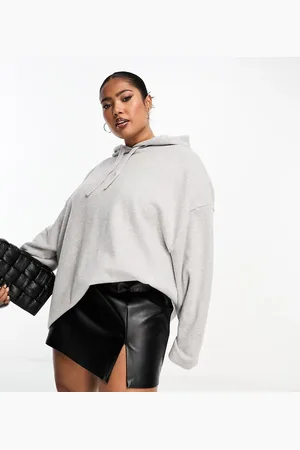 ASOS Sudadera gris jaspeado extragrande con capucha de punto muy suave de ASOS DESIGN Curve