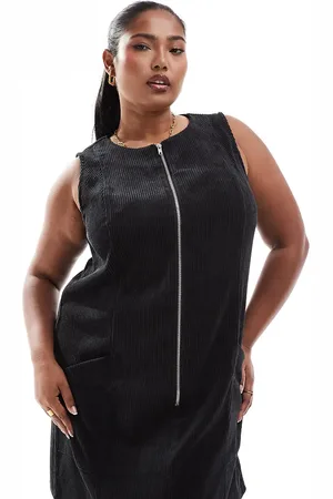 ASOS Vestido corto con cremallera de pana de ASOS DESIGN Curve