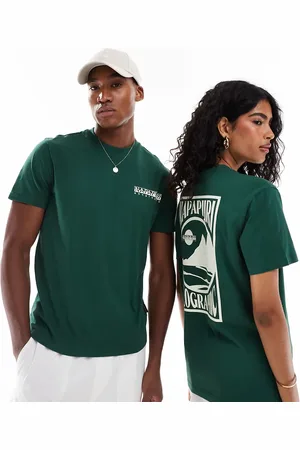 Napapijri Camiseta verde con estampado trasero de paisaje Mele de