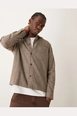 New Look Sobrecamisa color de sarga cepillada de -Beis neutro