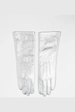 Topshop Guantes plateados de cuero Gibson de