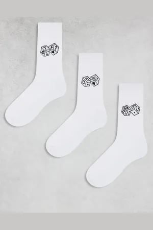 ASOS Pack de 3 pares de calcetines blancos con bordado de dados de
