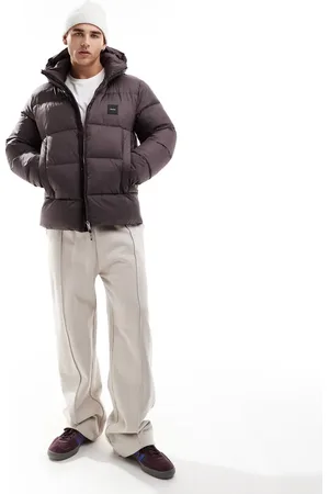 Calvin Klein Chaqueta acolchada marrón con capucha de