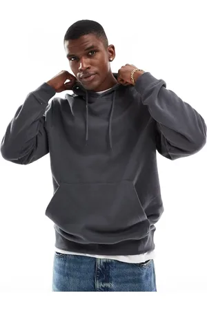 JACK & JONES Sudadera gris oscuro ultragrande con capucha de