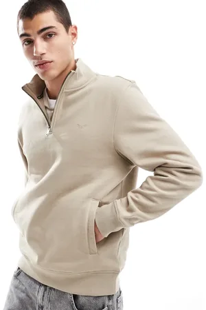 Threadbare Sudadera color con cremallera corta de -Beis neutro