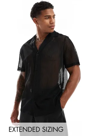 ASOS Camisa negra holgada con solapas pronunciadas de encaje de